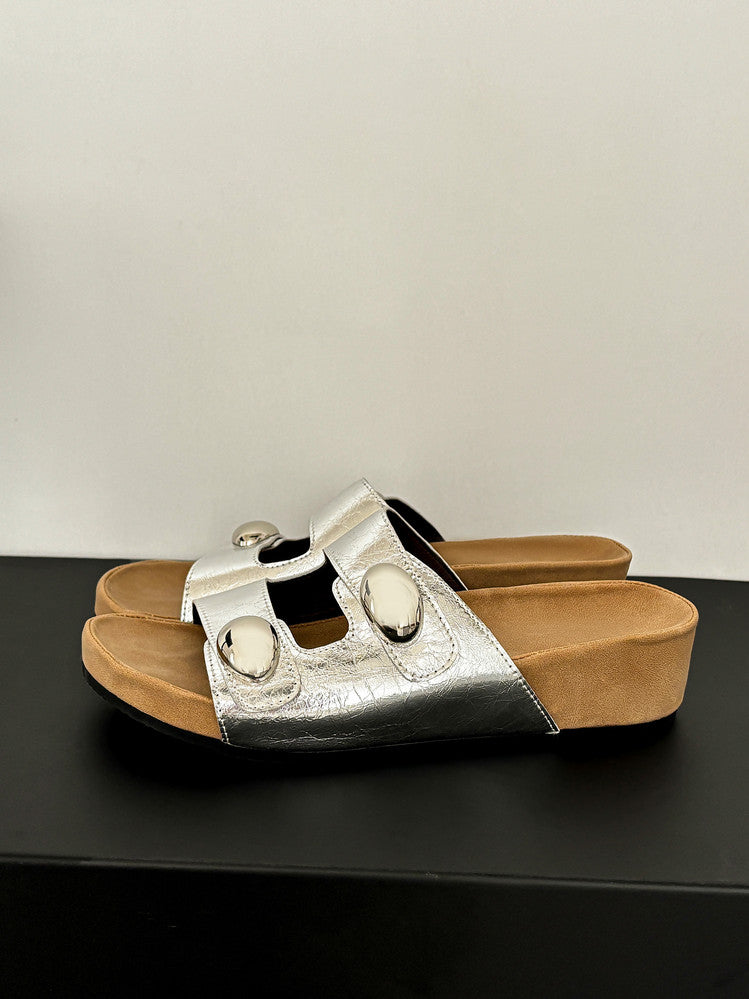 Karin Luna   Casual Style   Thick Sole Belt Buckle Slide Sandals