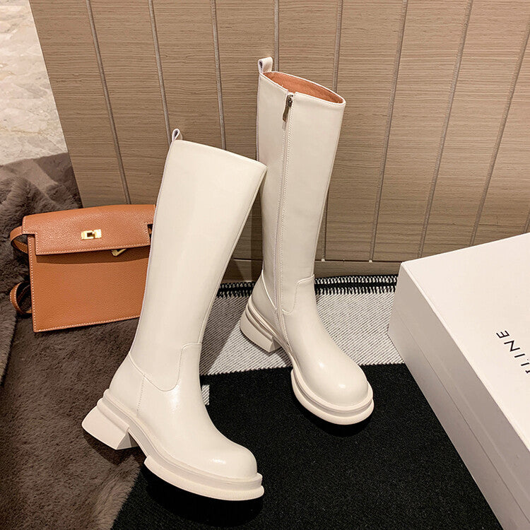 Karin Luna In Stock Spot Goods  Always in stock  Classic Basic Style Round Toe Thick Sole Knight Boots