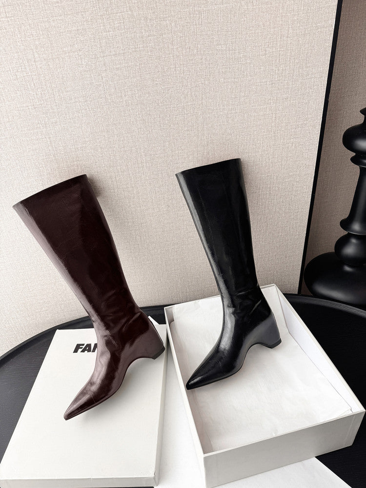 Karin Luna Elegant Style Pointed Toe Internal Height Increase Long Boots
