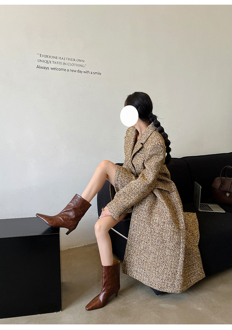 Karin Luna In Stock Spot Goods Top Layer Stone Pattern Cowhide Textured Small Square Toe Straight Short Boots