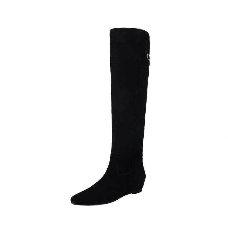 Karin Luna In Stock Spot Goods Vintage Cowhide Leather Two-Way Wear Pointed Toe Height-Increasing Long Boots