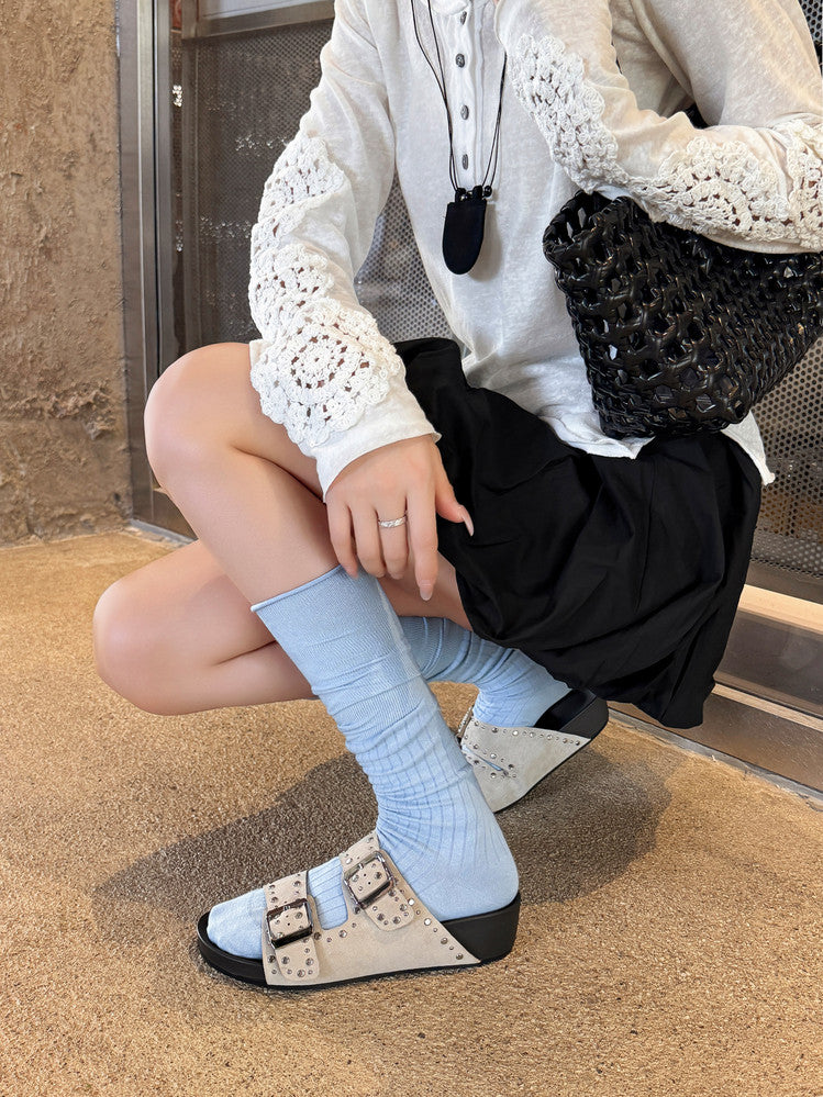Karin Luna In Stock Spot Goods Casual Thick-Soled Belt Buckle Slippers
