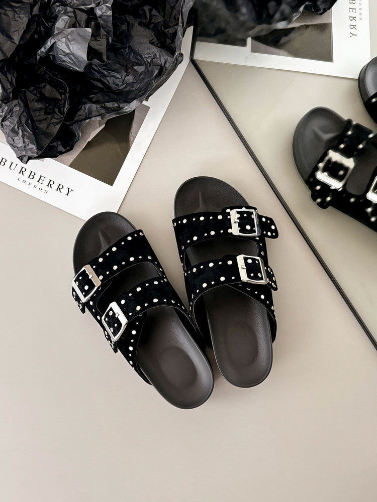 Karin Luna In Stock Spot Goods Casual Thick-Soled Belt Buckle Slippers