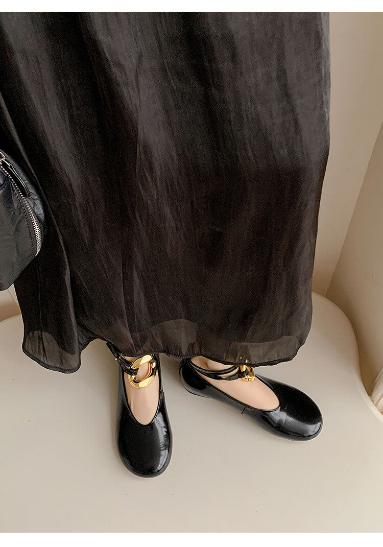 Karin Luna In Stock Large Stock Main Promotion  Two-Way Wear Height-Increasing Retro Gold Buckle Mary Jane Shoes