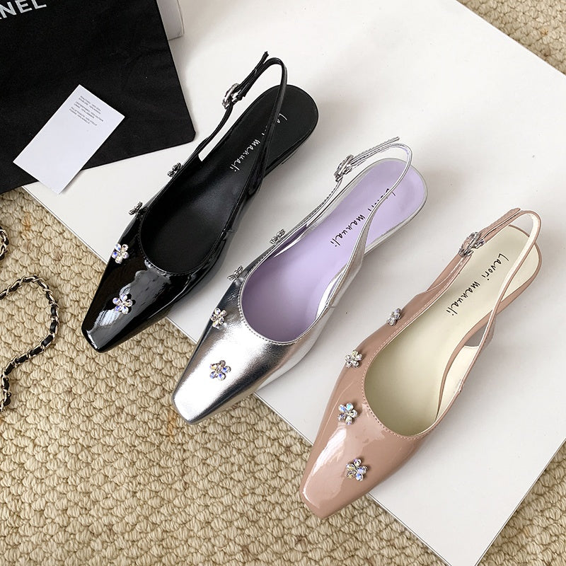 Karin Luna In Stock  Spot Goods  Rhinestone Small Square Toe Closed-Toe Sandals