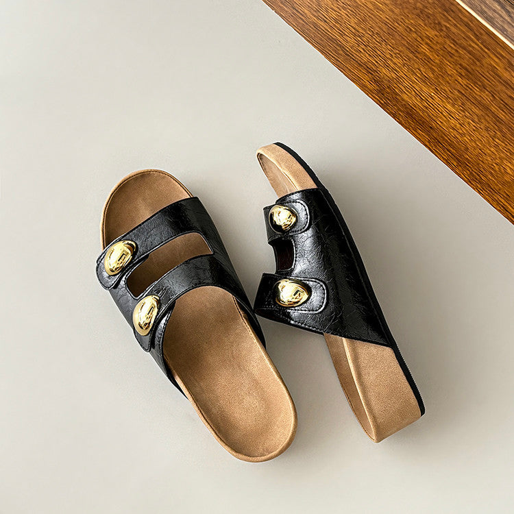 Karin Luna   Casual Style   Thick Sole Belt Buckle Slide Sandals