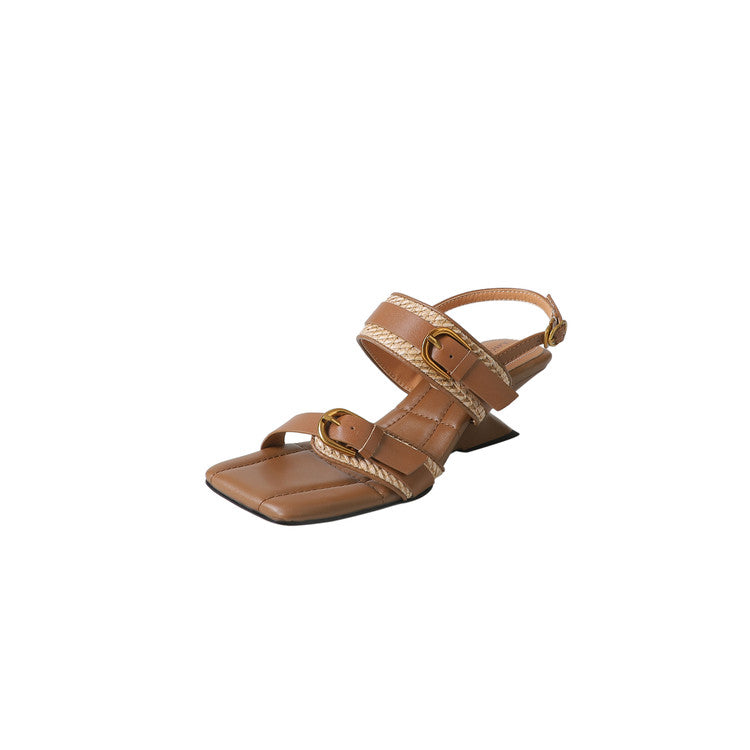Karin Luna In Stock Spot Goods Vacation style Sofa Cushion Square Toe Irregular Heel Open-Toe Sandals