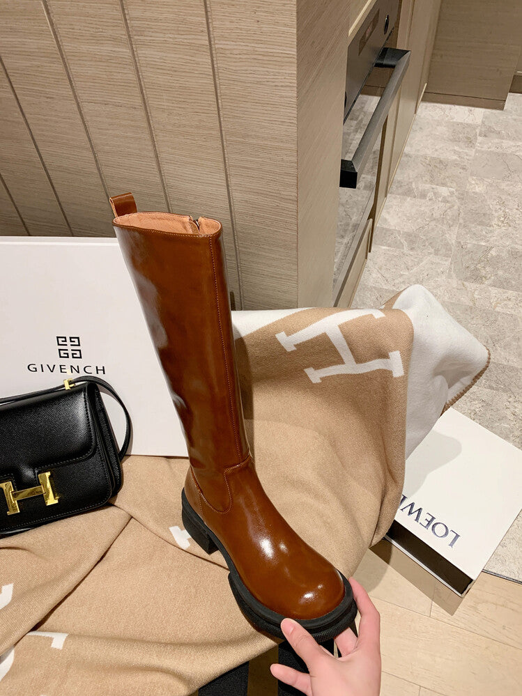 Karin Luna In Stock Spot Goods  Always in stock  Classic Basic Style Round Toe Thick Sole Knight Boots