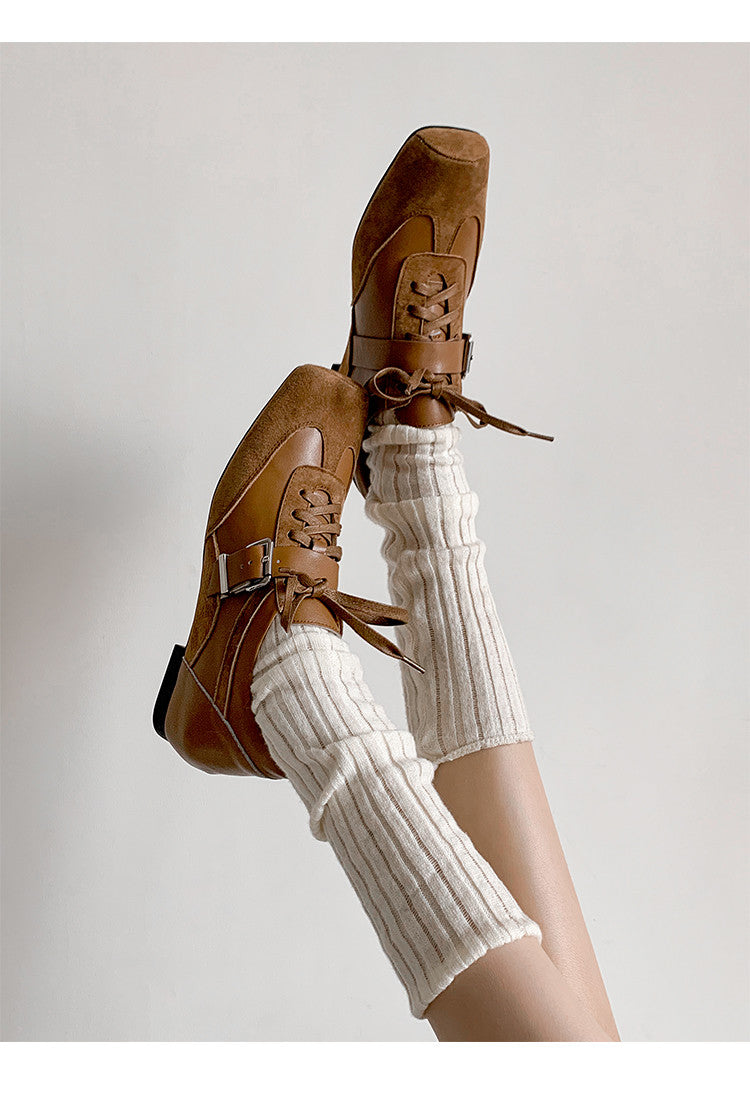 Karin Luna In Stock Spot Goods  Designed retro square-toe ballet shoes with laces