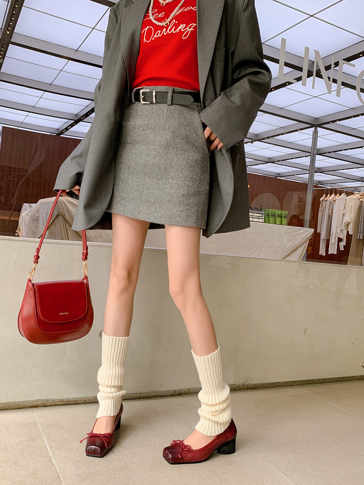 Karin Luna In Stock In Stock ~Full leather inside and out Pig Nose Bow Retro Thick Heel Mary Jane Shoes