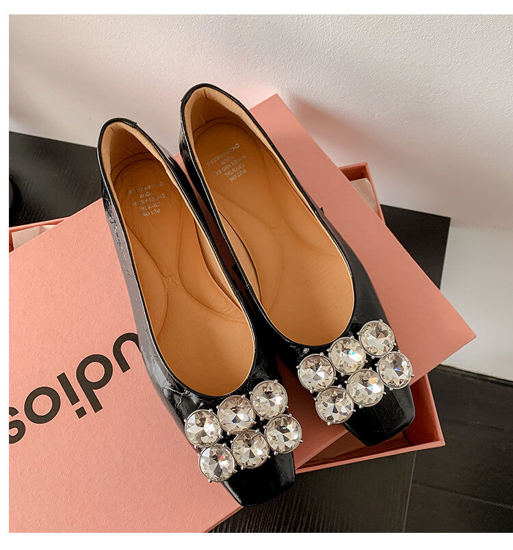 Karin Luna High Quality Low Price ！Hot-selling Fasteners Full leather inside and out Trendy Plaid Fabric Super Beautiful Flat Cowhide Shoes