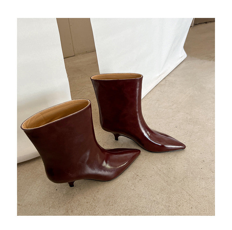 Karin Luna In Stock Spot Goods Minimalist Tube Kitten Heel Short Boots