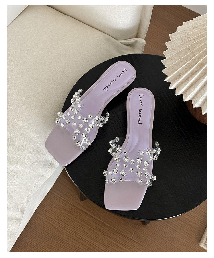 Karin Luna In Stock Spot Goods Classic versatile transparent sequin slippers