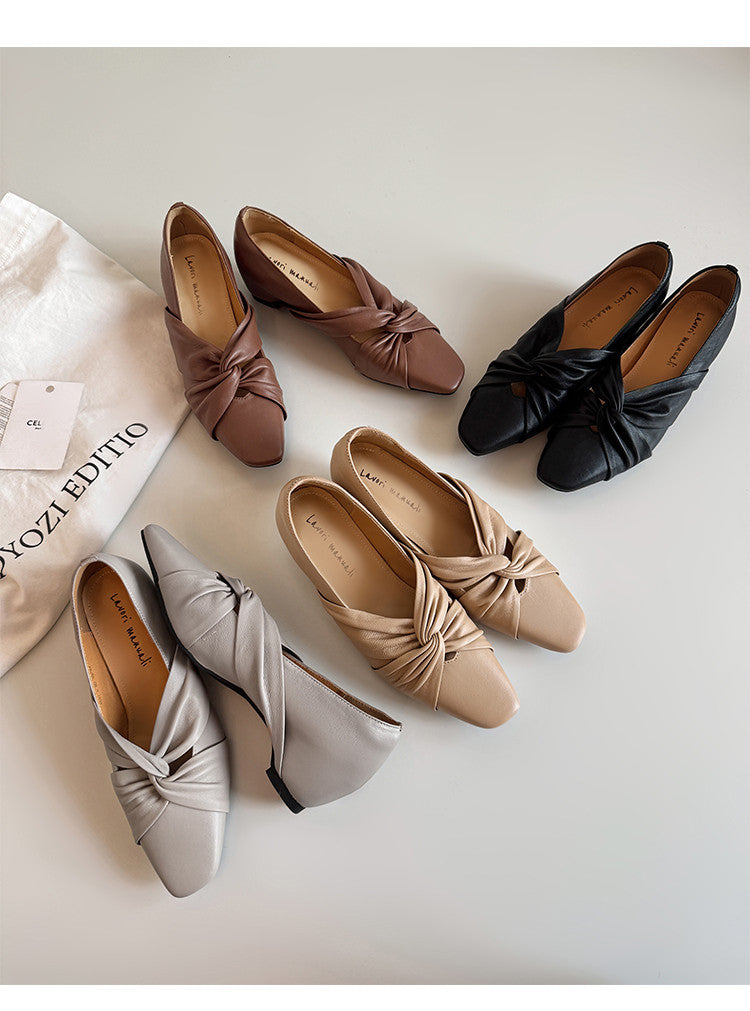 Karin Luna Cross Design Square Toe Hidden Wedge Shoes