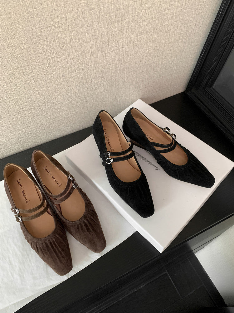 Karin Luna Full Leather Inside and Out Popular Element Amber Heel Elegant French Style Single Shoes