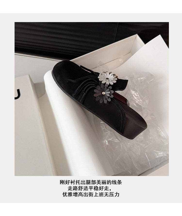 Karin Luna   Tassel Three-Dimensional Flower Thick-Soled Closed-Toe Slippers