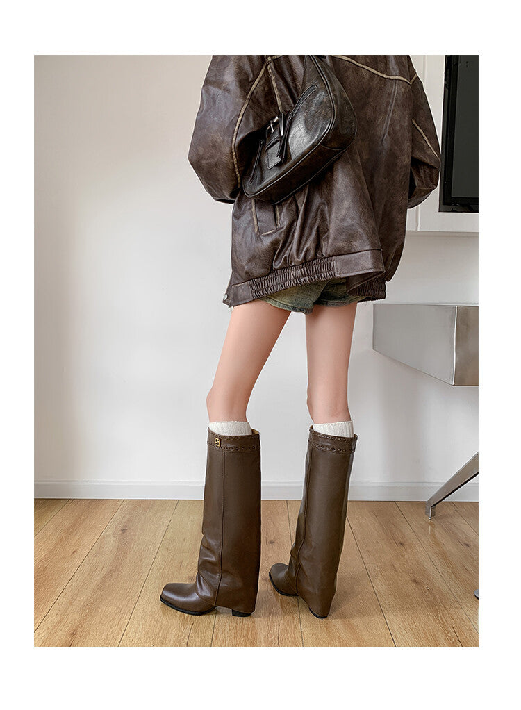 Karin Luna cool girl Stylish and Sweet Square-Toe Booties