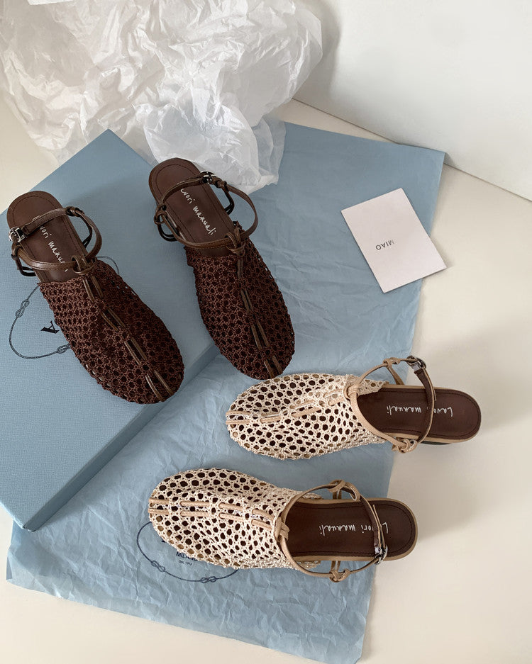 Karin Luna In Stock Spot Goods  Resort Style Series~Casual woven closed-toe flat sandals