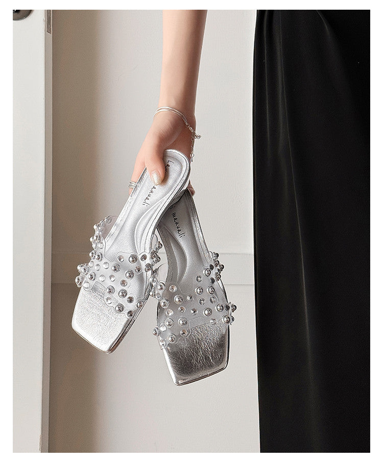 Karin Luna In Stock Spot Goods Classic versatile transparent sequin slippers