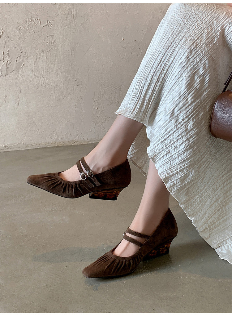 Karin Luna Full Leather Inside and Out Popular Element Amber Heel Elegant French Style Single Shoes
