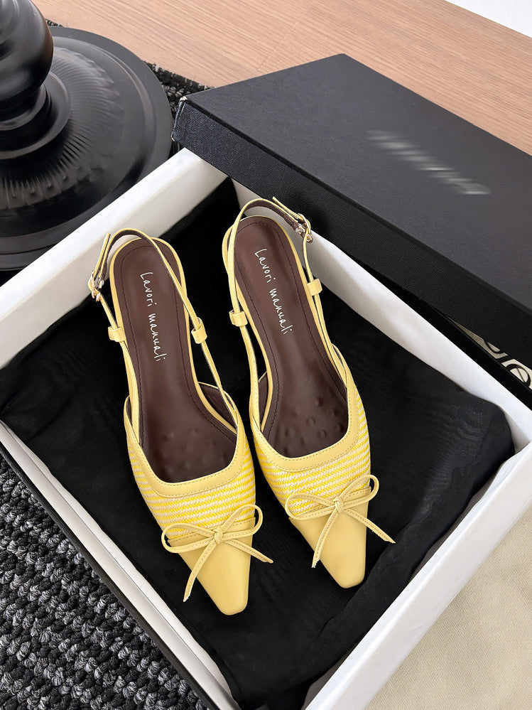 Karin Luna In Stock Spot Goods Braided Style Elegant Thin Heel Pointed Toe Closed-Toe Sandals
