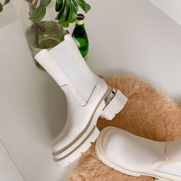 Karin Luna In Stock Spot Goods Casual Square Toe Thick Sole Chelsea Short Boots