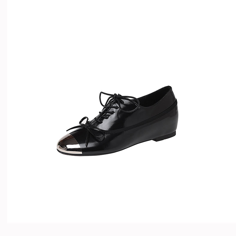Karin Luna In Stock Spot Goods  Casual Lace-Up Metal Toe Bow Deep Mouth Single Shoes