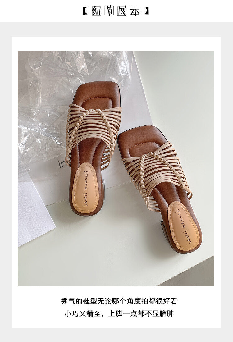 Karin Luna In Stock Spot Goods  Resort Style Handwoven Flat Sole Slippers