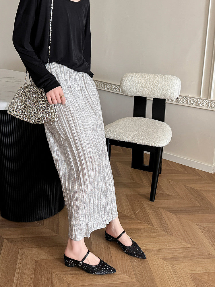 Karin Luna In Stock Spot Goods  Breathable Mesh Fabric Embellished Hand Drill Pointed Toe Slippers