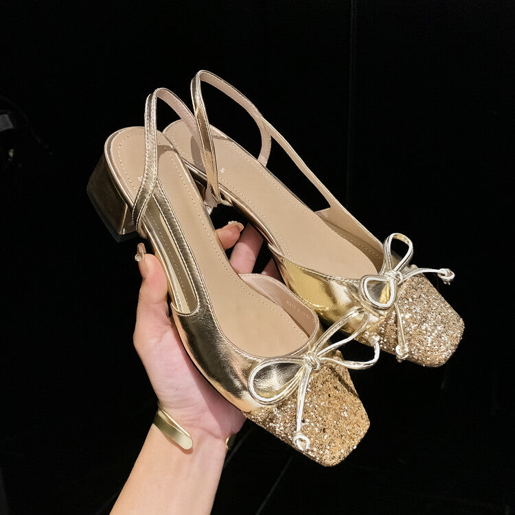 Karin Luna In Stock Spot Goods  Square Head Butterfly Knot Square Toe Unique Gretel Sandals