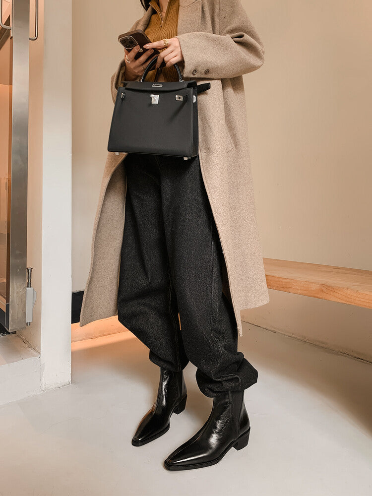 Karin Luna In Stock In stock   Classic first-layer cowhide Chelsea elastic ankle boots