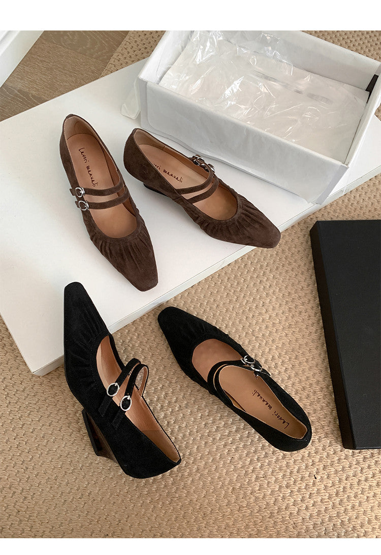 Karin Luna Full Leather Inside and Out Popular Element Amber Heel Elegant French Style Single Shoes