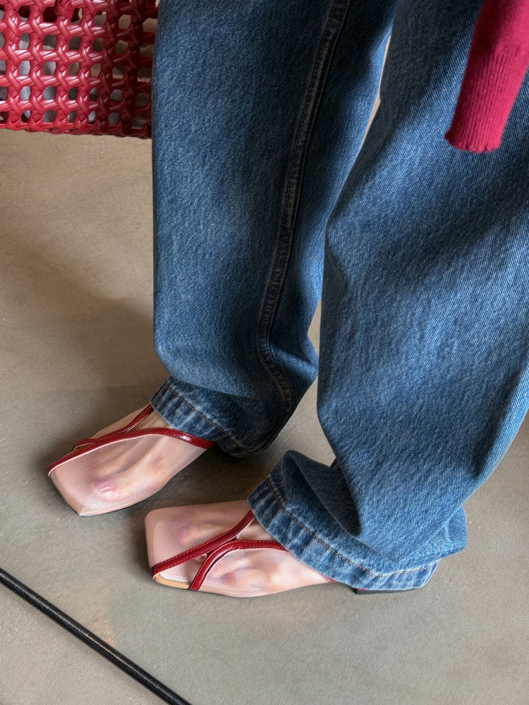 Karin Luna In Stock Spot Goods  Square Toe Mesh Sandals