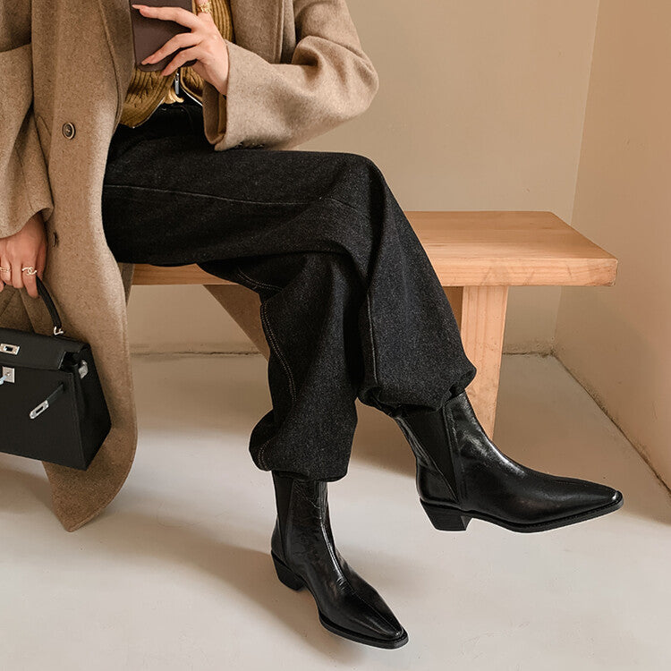 Karin Luna In Stock In stock   Classic first-layer cowhide Chelsea elastic ankle boots