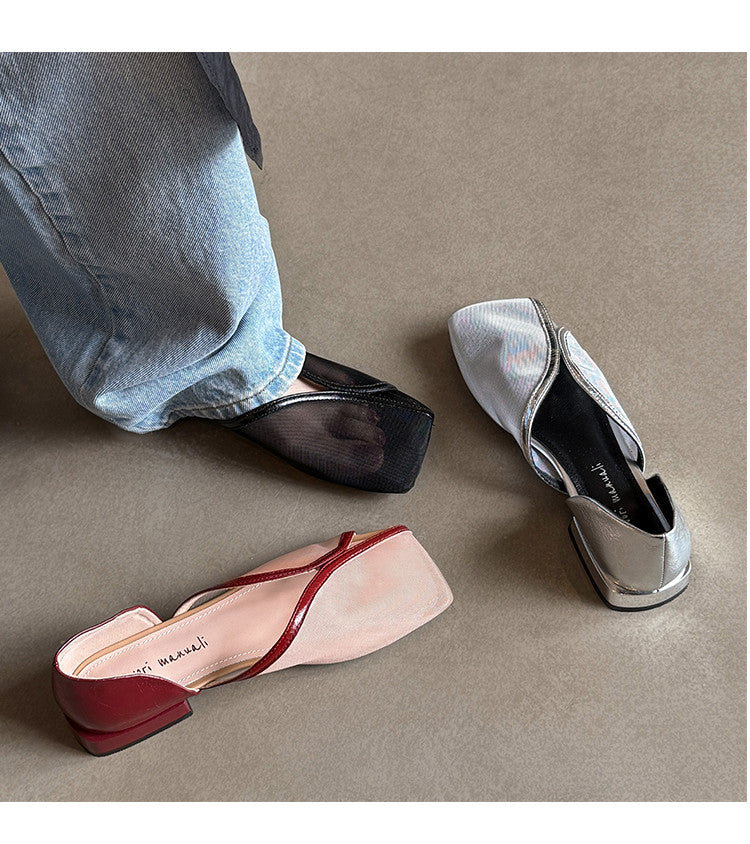 Karin Luna In Stock Spot Goods  Square Toe Mesh Sandals