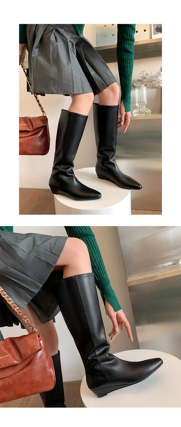 Karin Luna In Stock  In-stock Square Toe Straight Slip-on Long Boots