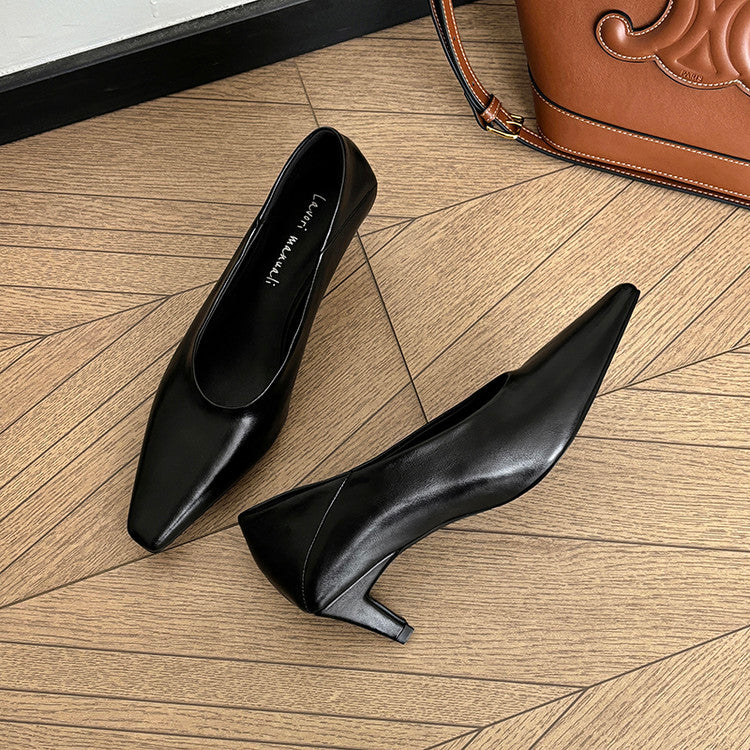 Karin Luna In Stock In Stock ~Basic Versatile French Style Small Square Toe Shallow Mouth Single Shoes