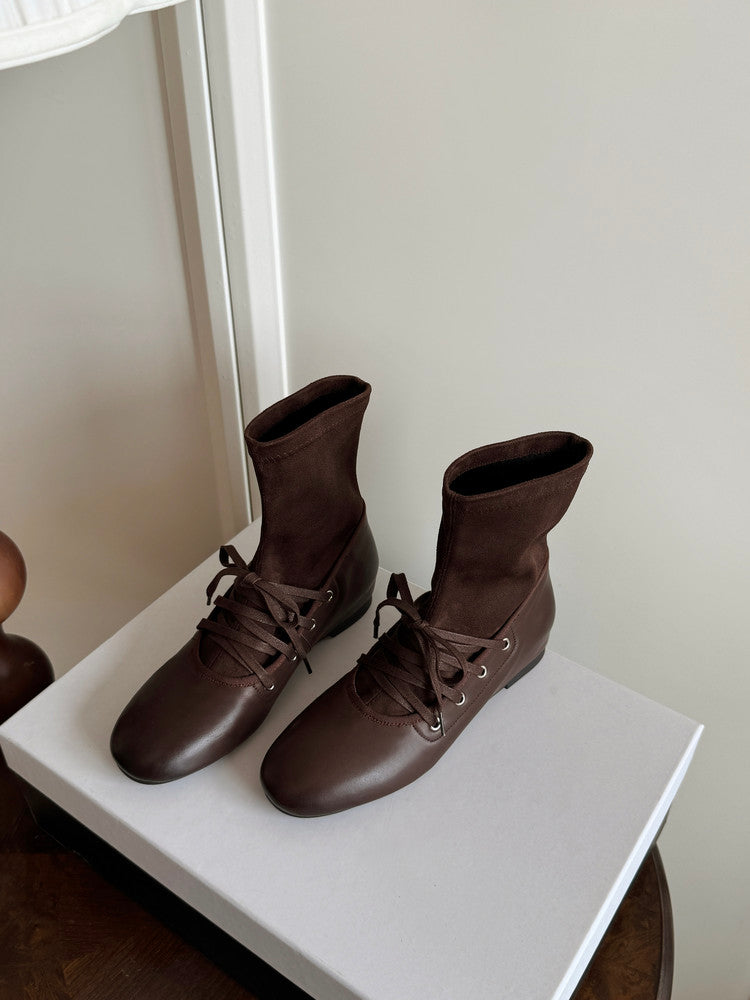 Karin Luna Round Toe Internal Height Increase Lace-up Ankle Boots