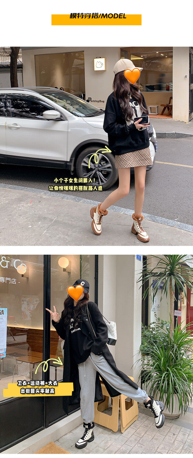 Karin Luna In Stock  Spot Goods  Hot-selling Sports Thick Sole Thickened Fur Snow Boots Full cowhide