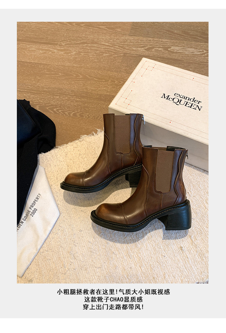Karin Luna In Stock Spot Goods  Round Toe Stretch Round Toe Chelsea Short Boots