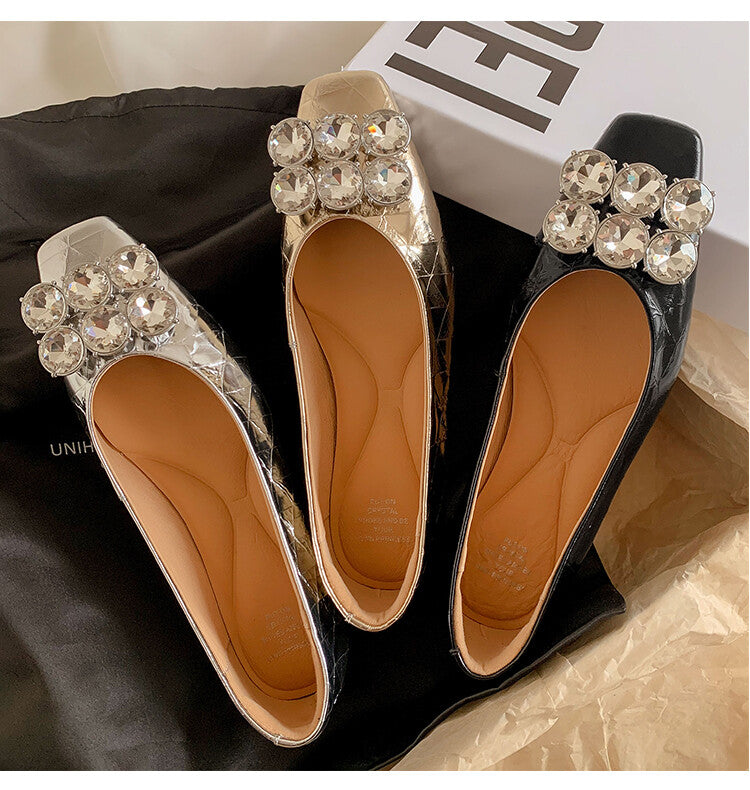 Karin Luna High Quality Low Price ！Hot-selling Fasteners Full leather inside and out Trendy Plaid Fabric Super Beautiful Flat Cowhide Shoes