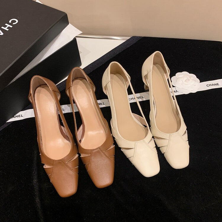 Karin Luna Hot-Selling Retro Big Item Big Goods Available for sale all seasons French-style Hollow Out Single Shoes Full leather inside and out
