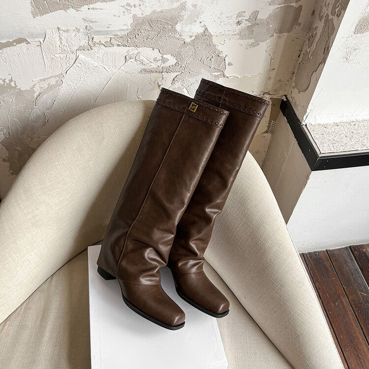 Karin Luna cool girl Stylish and Sweet Square-Toe Booties