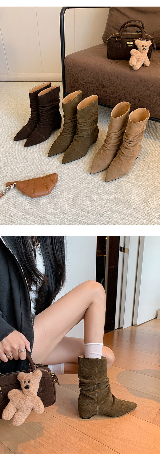 Karin Luna Data Hot Item Pointed Toe Slouchy Matte Western Ankle Boots