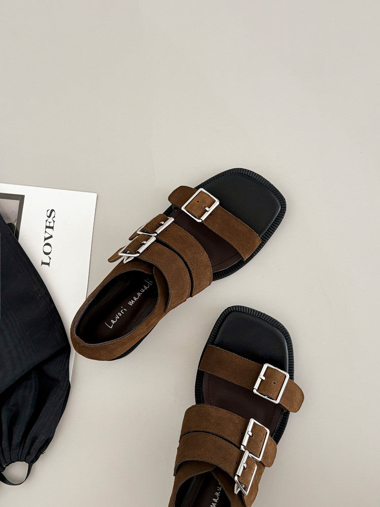 Karin Luna In Stock Spot Goods   Casual Belt Buckle Thick-soled Versatile Sandals