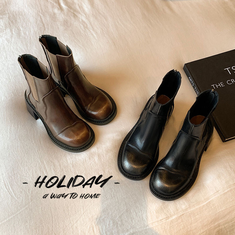 Karin Luna In Stock Spot Goods  Round Toe Stretch Round Toe Chelsea Short Boots