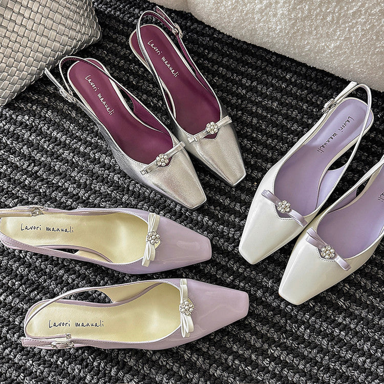 Karin Luna In Stock In Stock Sweet Bowknot Small Square Toe Chunky Heel Closed-toe Elegant Retro Sandals