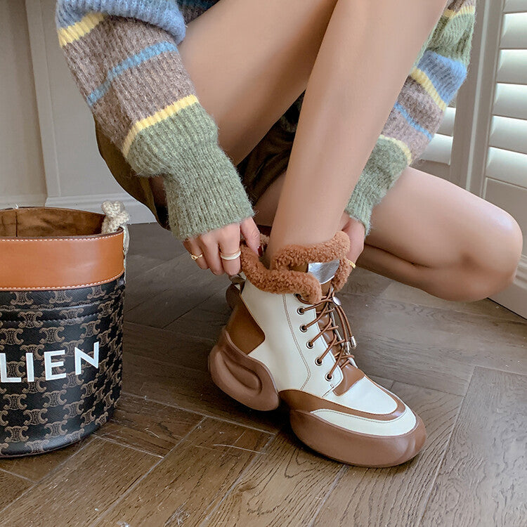 Karin Luna In Stock  Spot Goods  Hot-selling Sports Thick Sole Thickened Fur Snow Boots Full cowhide