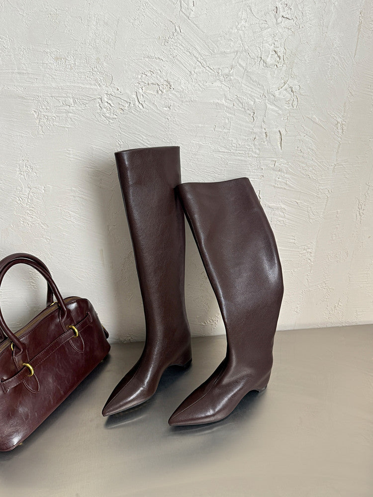 Karin Luna Hot-Selling Internal Height Increase Pointed Toe Straight-Leg Hot-Selling Long Boots