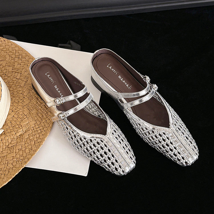 Karin Luna In Stock Spot Goods Hollow Woven One-Strap Closed-Toe Slippers